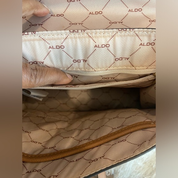 Aldo Animal print Elegant Tan and Brown Handbag with Scarf Accent - Picture 3 of 6